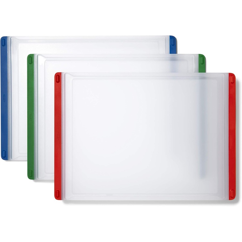 OXO Good Grips 3-Piece Plastic Everyday Cutting Board Set  Red, Green, Blue