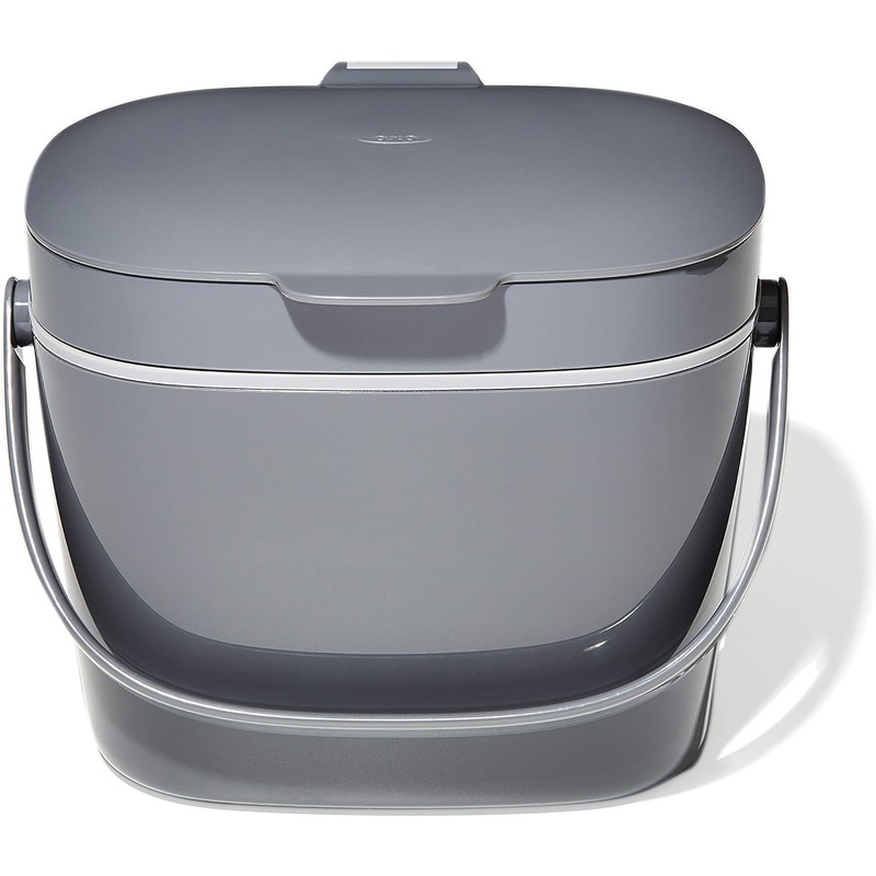 OXO Good Grips EASY-CLEAN COMPOST BIN  CHARCOAL  1.75 GAL/6.62 L, Plastic, 8.3L x 10.15W x 12H