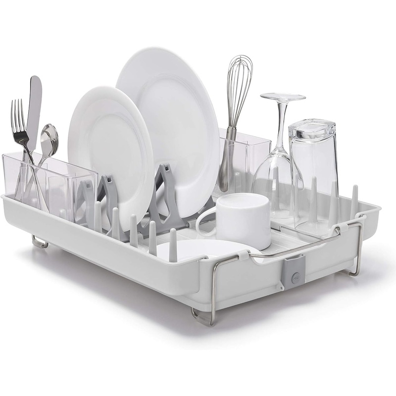 OXO Good Grips Foldaway Dish Rack, White