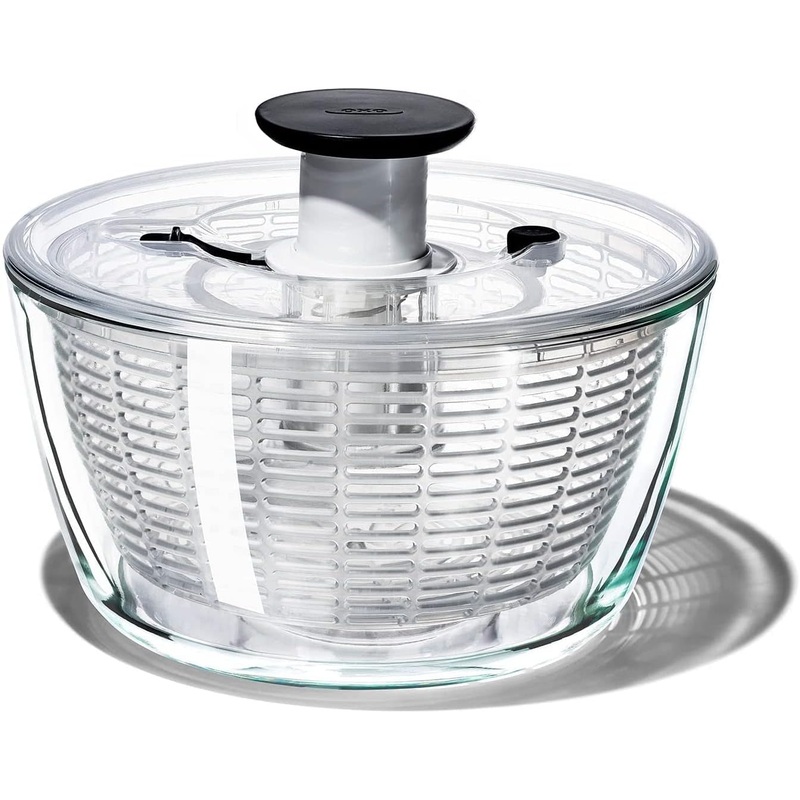 OXO Good Grips Glass Salad Spinner, Large/6.22 Quart, Clear