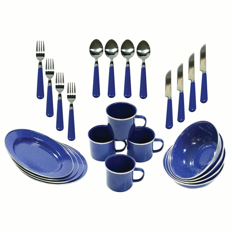 Ozark Trail 24 Piece Dinnerware Enamel Set  Blue