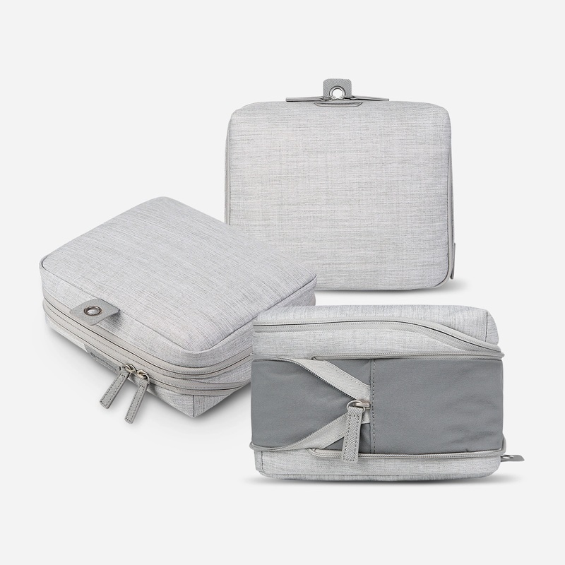 Pack-It-All Bundle: 2x Packing Cubes & 1x Wash Pouch, Light Gray