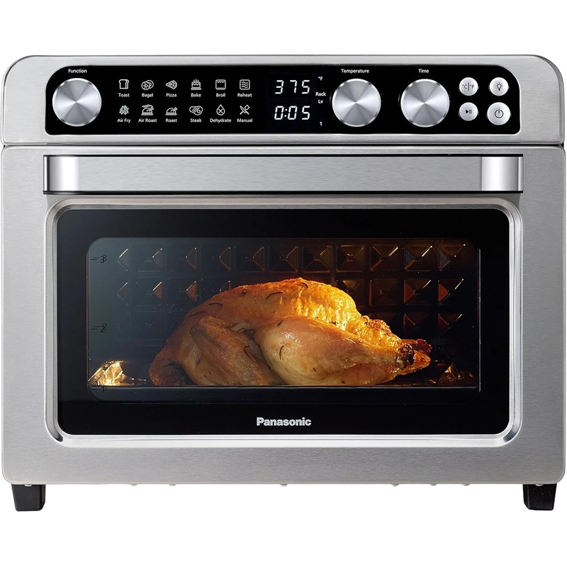 Panasonic FlashXpress Family Size Air Fryer Toaster Oven Combo, 11 Cooking Functions, 1800W PFAS-Free, Double Infrared Heating, Temperature Control Dial, Stainless Steel  NB-G211P