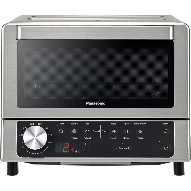 Panasonic FlashXpress Toaster Oven Countertop, 4-Slice Compact Size w/Double Infrared Heating, PFAS-free, 6 Auto Cook Options & Precise Temperature Control, 1300W  NB-G200P (Stainless Steel)