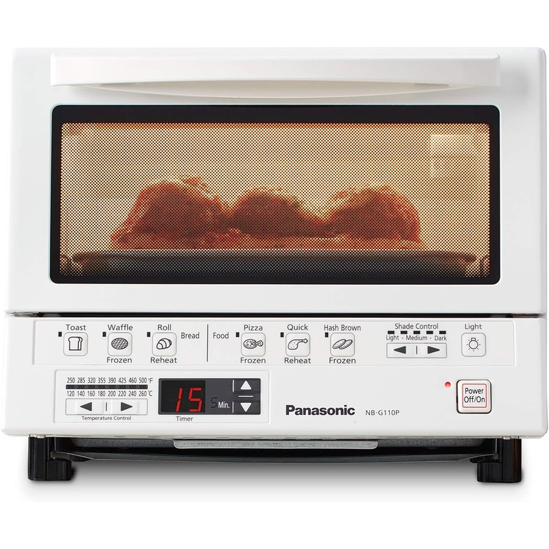 Panasonic FlashXpress Toaster Oven Countertop, 4-Slice Compact Size with Double Infrared Heating, 6 Auto Cook Options and Precise Temperature Control, 1300W  NB-G110P-K (Black)