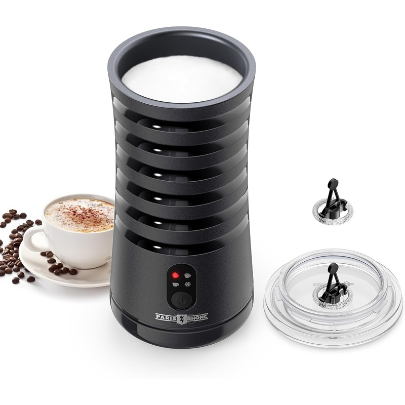 Paris Rhne Milk Frother, 4-in-1 Milk Steamer and Frother, Hot & Cold Foam Milk Warmer with Temperature Control, Auto Shut-Off Frother for Coffee, Latte, Cappuccino, Macchiato, Pitch