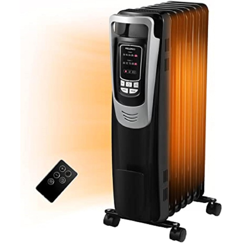 PELONIS Electric 1500W Oil Filled Radiator Heater with Safety Protection, LED Display, 3 Heat Settings and Five Temperature settings. Perfect for for Home or Office