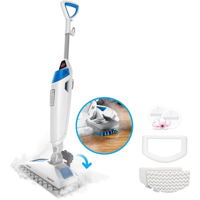 Bissell Power Fresh Steam Mop with Natural Sanitization, Floor Steamer, Tile Cleaner, and Hard Wood Floor Cleaner with Flip-Down Easy Scrubber, 1940A