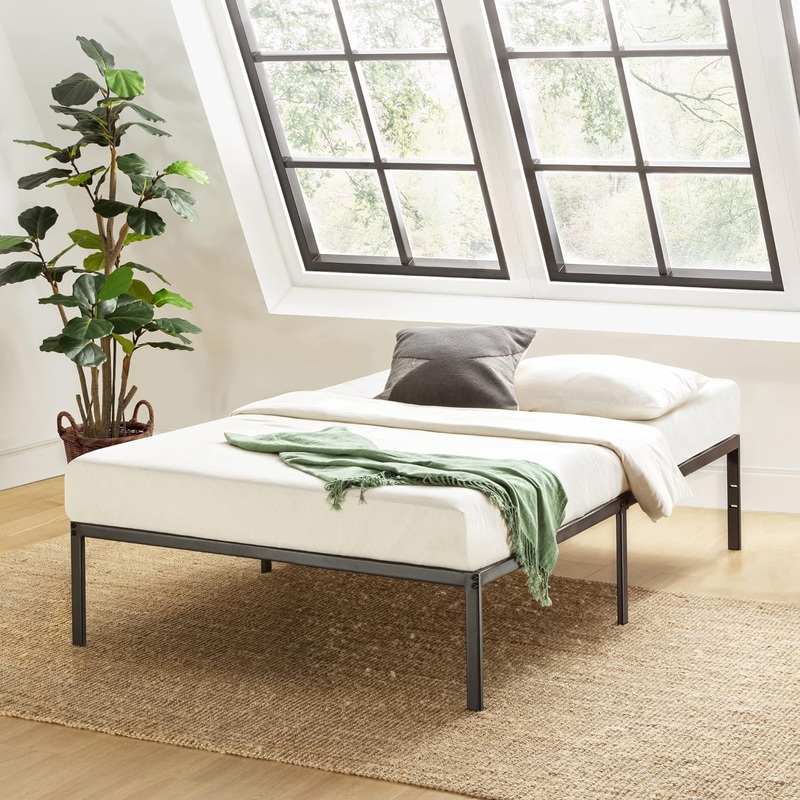 Best Price Mattress Twin XL 14 Inch Black Metal Platform Bed Frame
