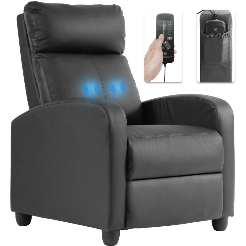 BestMassage Faux Leather Recliner, Black