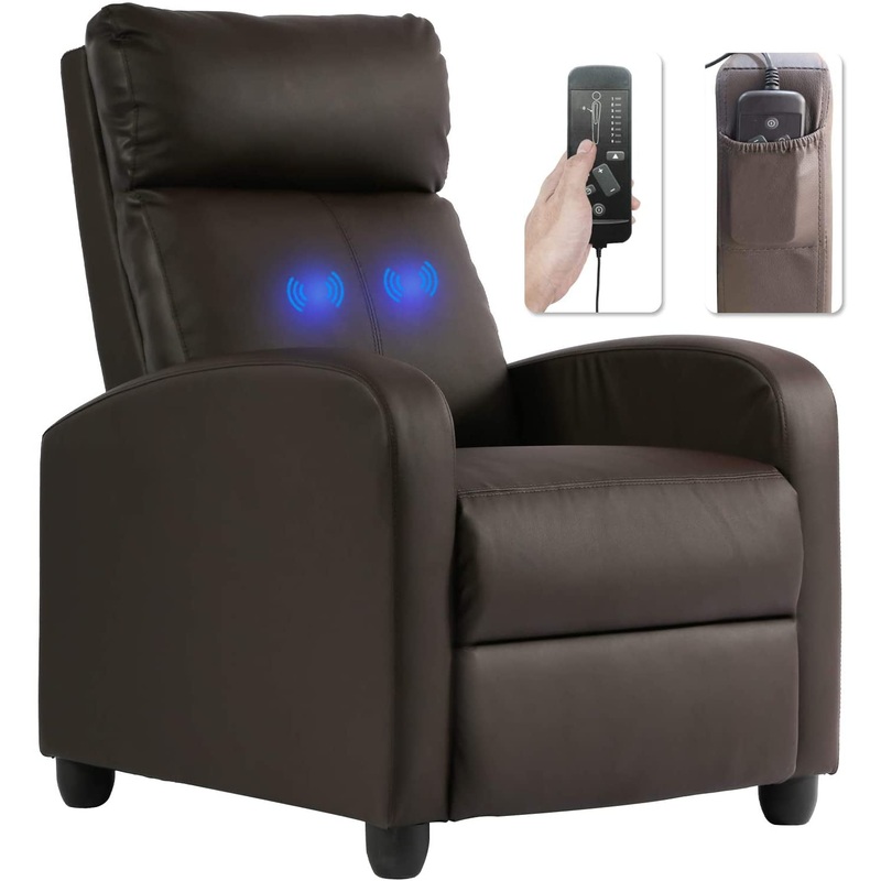 BestMassage Faux Leather Recliner, Brown