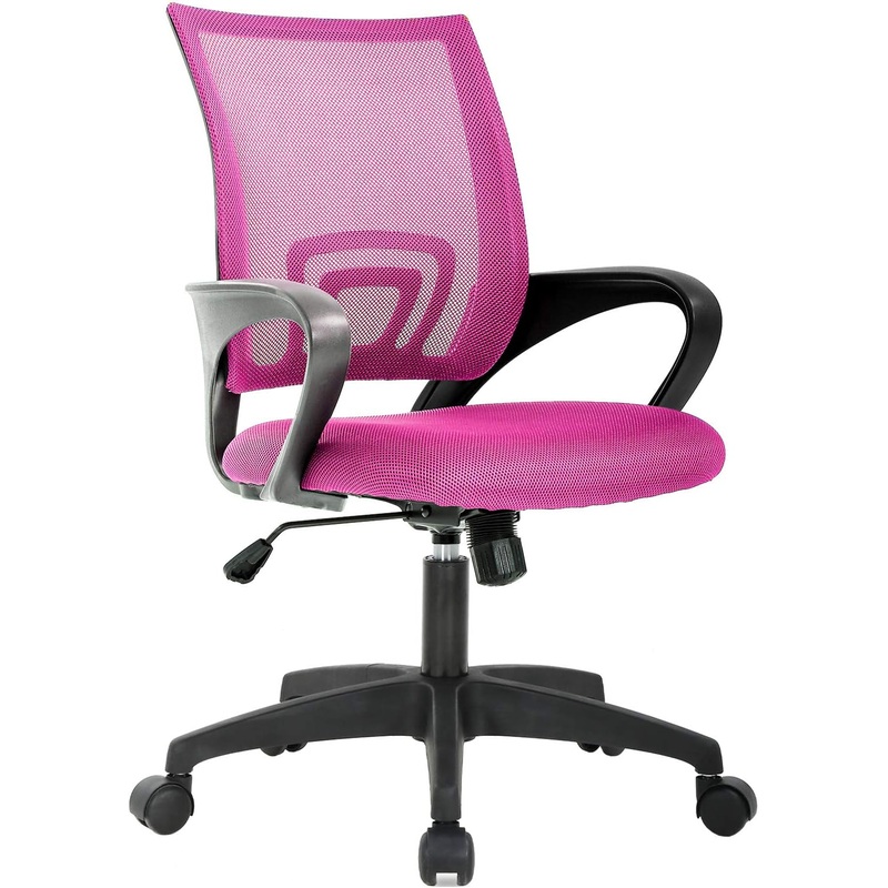 BestOffice Ergonomic Office Chair Desk Chair Mesh Computer Chair with Lumbar Support Executive Rolling Swivel Adjustable Home Mid Back Task Chair for Women Adults, Pink