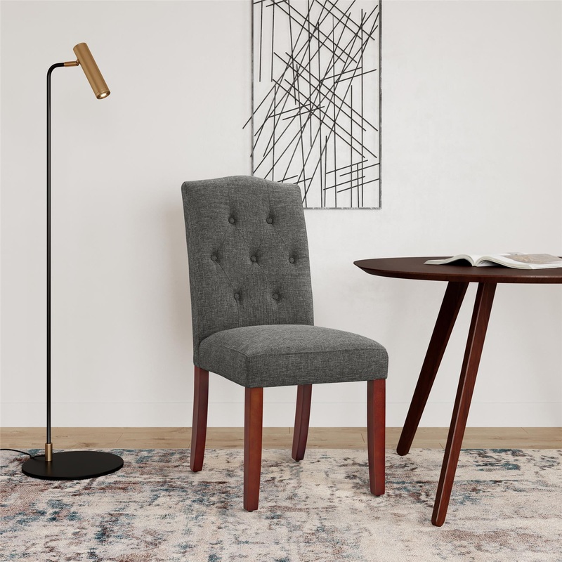 Better Homes and Gardens Parsons Upholstered Tufted Dining Chair, Gray