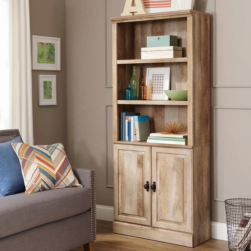 Better Homes & Gardens 71 Crossmill 3 Shelf Bookcase with Doors, Weathered Wood