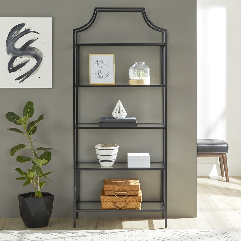 Better Homes & Gardens 71 Nola 5 Tier Etagere Bookcase, Black Finish
