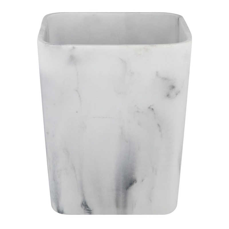 Better Homes & Gardens Faux Marble Wastebasket, White