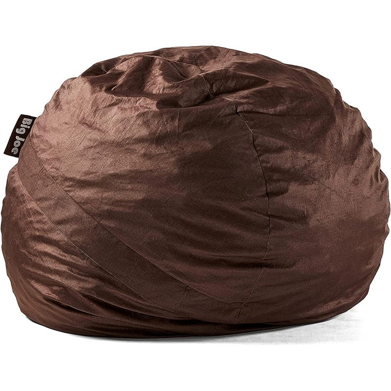 Big Joe Fuf Large Foam Filled Bean Bag Chair with Removable Cover, Cocoa Lenox, Durable Woven Polyester, 4 feet Big