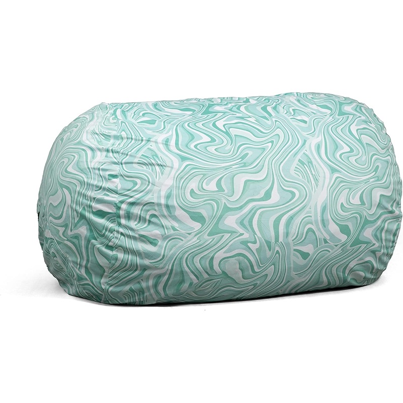 Big Joe Fuf Media Lounger Foam Filled Bean Bag Chair, Groovy Green Plush, Soft Polyester, 6 feet Giant