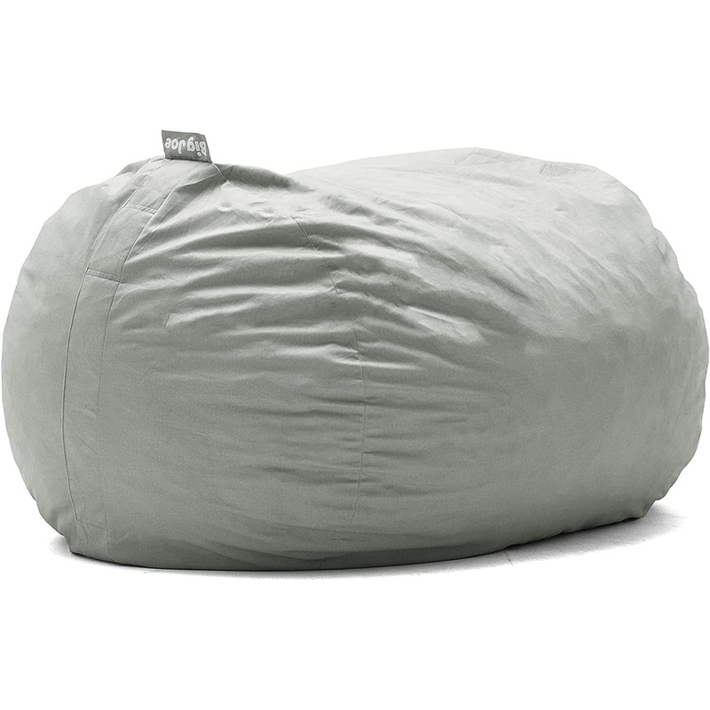 Big Joe Fuf XL Foam Filled Bean Bag Chair with Removable Cover, Fog Lenox, Durable Woven Polyester, 5 feet Giant