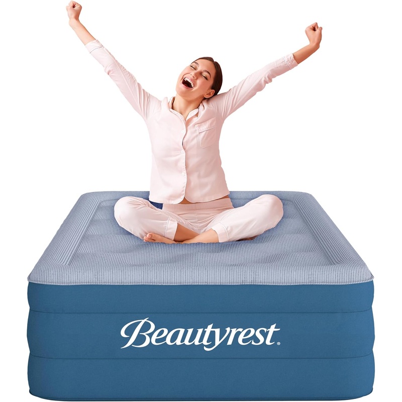 Beautyrest Comfort Plus Air Bed Mattress with Built-in Pump and Plush Cooling Topper, 17 Twin