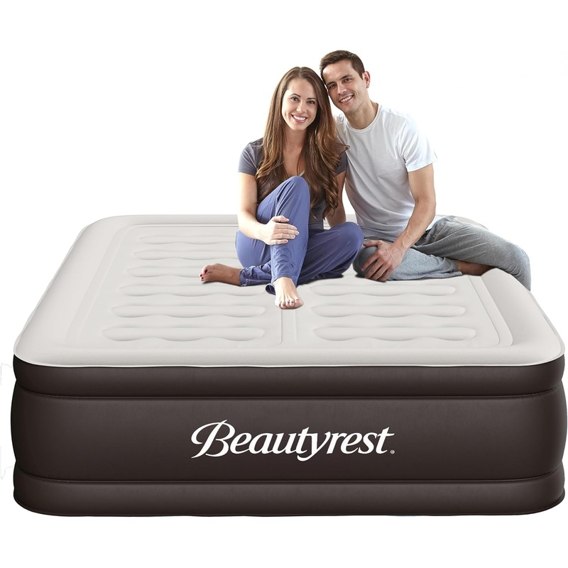 Beautyrest Duet 18 Queen Air Mattress  Dual Control Sleep Zones, Edge Support, Built-in High-Speed Pump, Puncture-Resistant Inflatable Bed for Camping & Guests