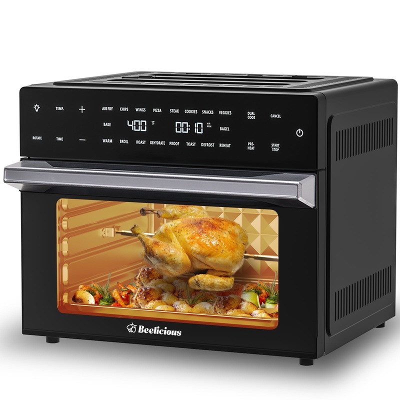 Beelicious 32 Quart Air Fryer Ovens, Extra Large Air Fryer with Rotisserie and Dehydrator, 19-in-1 Toaster Oven Convection Oven Combo, 6 Accessories