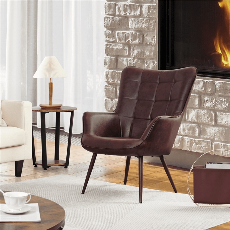 Bellamy Studios Wingback Accent Chair, Espresso Faux Leather