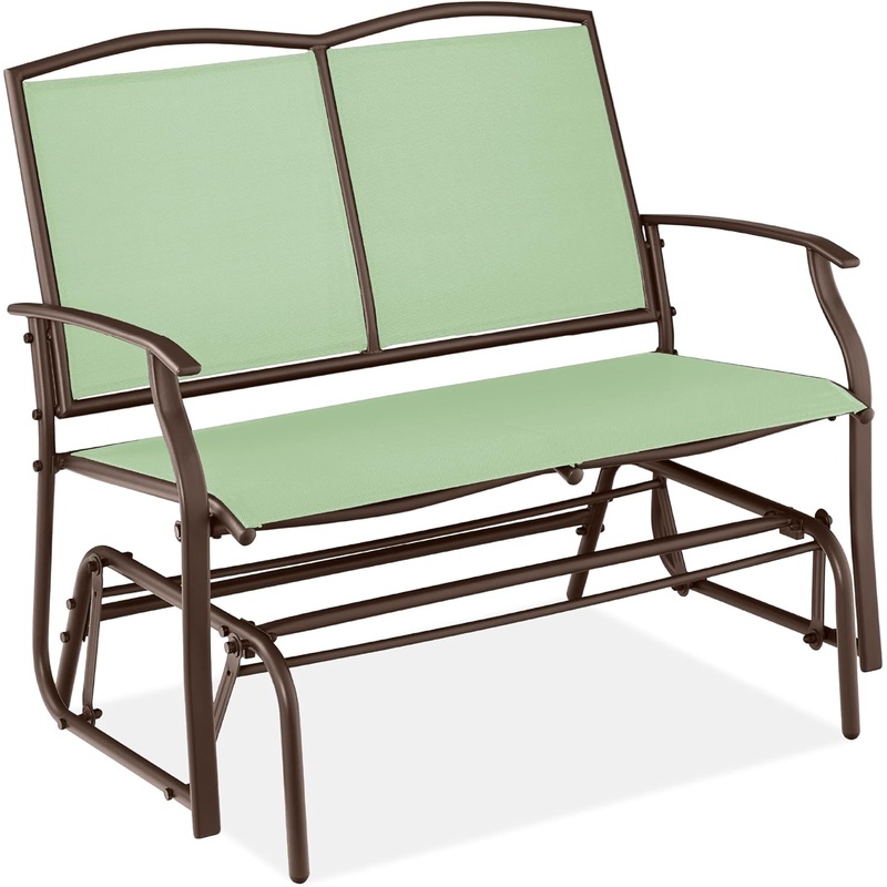 Best Choice Products 2-Person Outdoor Patio Swing Glider Steel Bench Loveseat Rocker for Deck, Porch w/Textilene Fabric, Steel Frame  Black