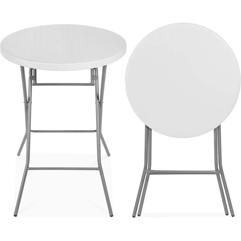 Best Choice Products 32in Bar Height Folding Table, Round Indoor Outdoor Accessory for Patio, Backyard, Dining Room, Events w/Thick Table Top, Metal Frame, Locking Legs, 330lb Weight Capacity  White