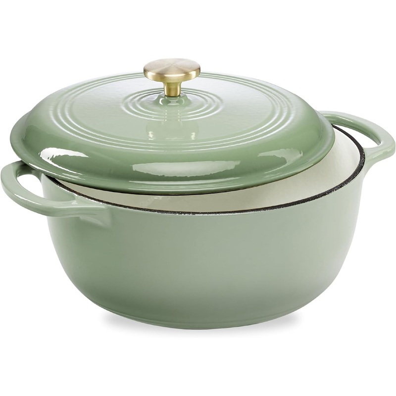 Best Choice Products 6 Quart Enamel Cast-Iron Round Dutch Oven, Family Style Heavy-Duty Pre-Seasoned Cookware for Home, Kitchen, Dining Room, Oven Safe w/Lid, Dual Handles  Black Licorice