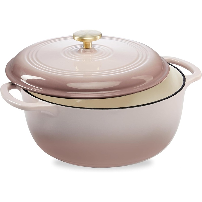 Best Choice Products 7.5 Quart Enamel Cast-Iron Round Dutch Oven, Family Style Heavy-Duty Pre-Seasoned Cookware for Home, Kitchen, Dining Room, Oven Safe w Lid, Dual Handles  French Gray