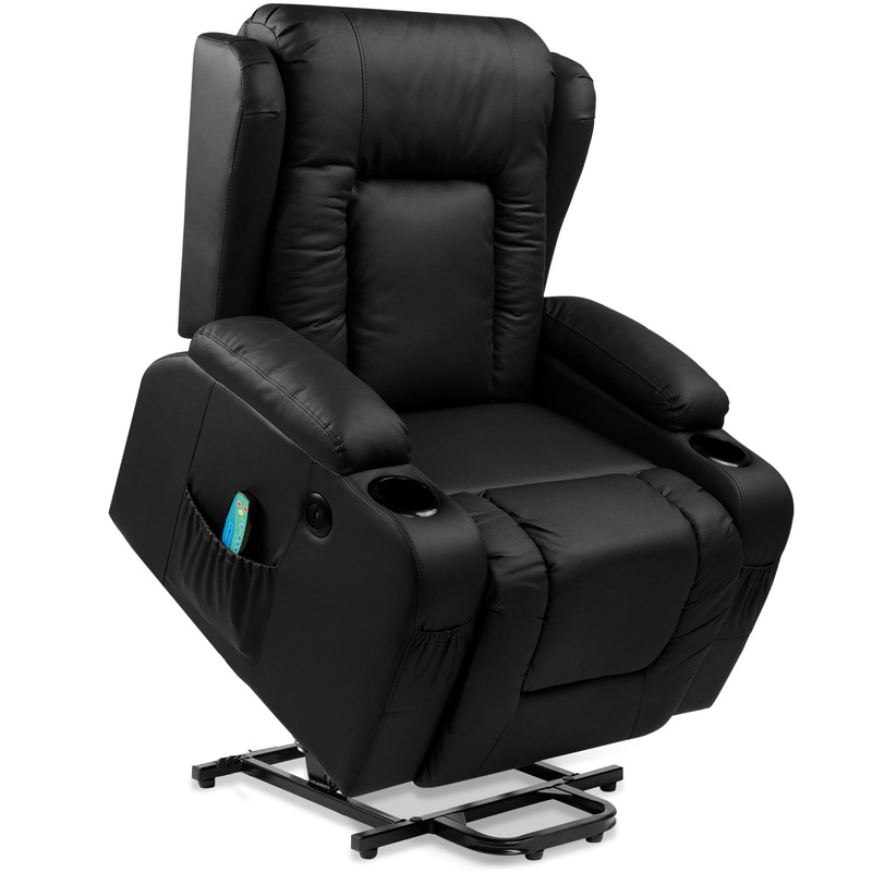 Best Choice Products Electric Power Lift Recliner Massage Chair Furniture w/ USB Port, Heat, Cupholders  Black