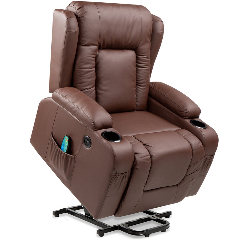Best Choice Products Electric Power Lift Recliner Massage Chair Furniture w/ USB Port, Heat, Cupholders  Brown