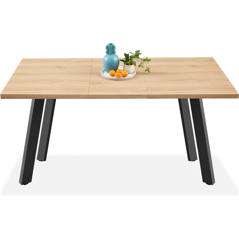 Best Choice Products Extendable Dining Table 47 to 63in Modern Large Expanding Kitchen Table up to 6 People w/Leaf Extension, 2 Locks, 132lb Capacity  Black