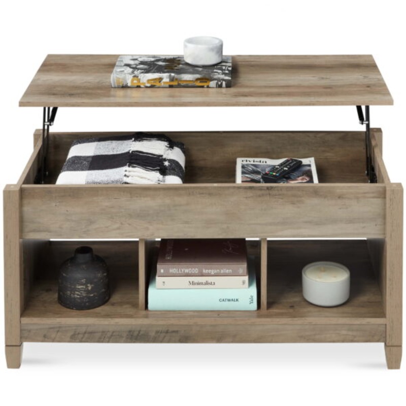 Best Choice Products Lift Top Coffee Table, Multifunctional Accent Furniture w/ Hidden Storage  Gray Oak