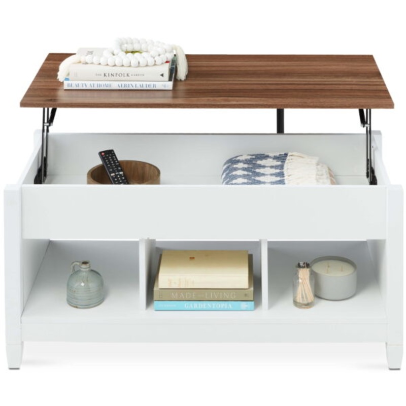 Best Choice Products Lift Top Coffee Table, Multifunctional Accent Furniture w/ Hidden Storage  White/Brown