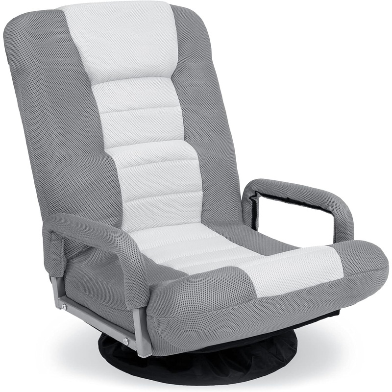Best Choice Products Swivel Gaming Chair 360 Degree Multipurpose Floor Chair Rocker for TV, Reading, Playing Video Games w/Lumbar Support, Armrest Handles, Adjustable Backrest  Black/Black