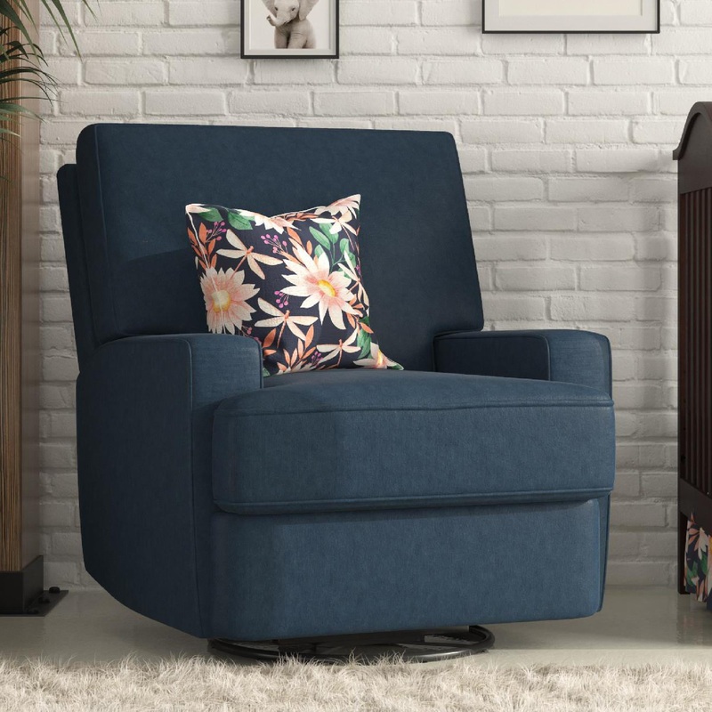 Baby Relax Rylan Swivel Glider Recliner Chair, Coil Seating, Dark Blue