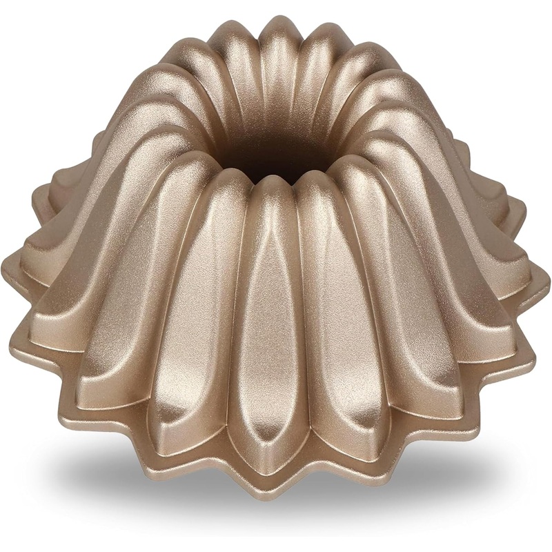 Bakers Secret for Fluted Cake Pan, Fluted Cake Pans, Die Cast Aluminum Cake Pans, 2 Layers Non-stick Coating, Novelty Cake Pan, 7.2 Cups Capacity  The Cast Aluminum Collection (Spring Water)