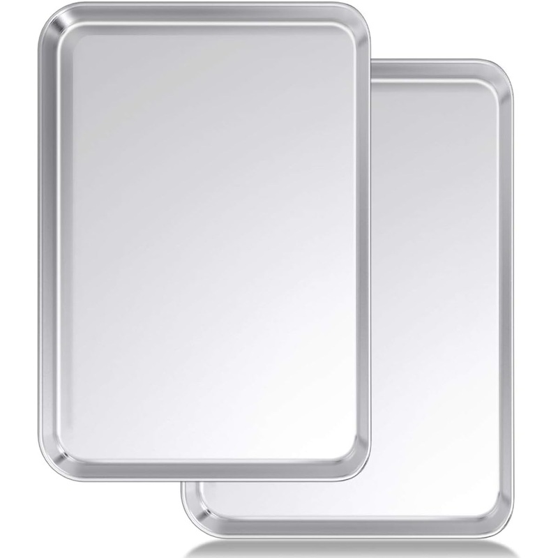 Baking Sheet Set of 2, Wildone Stainless Steel Baking Tray Cookie Pan, Size 20 x 14 x 1 Inch, Non Toxic & Heavy Duty & Easy Clean