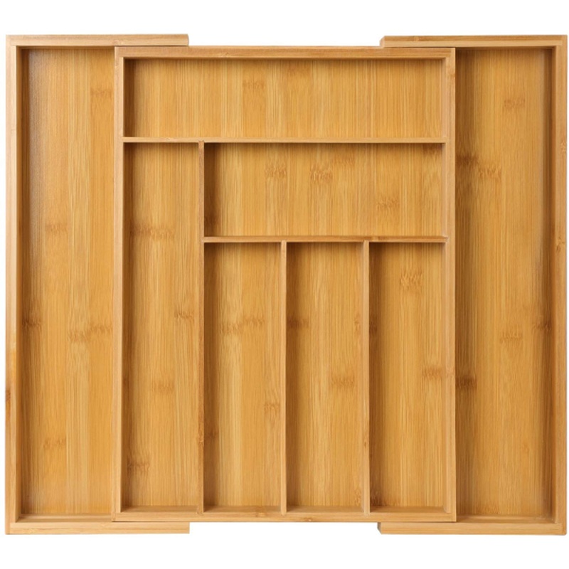 Bamboo Expandable Drawer Organizer for Utensils Holder, Adjustable Cutlery Tray