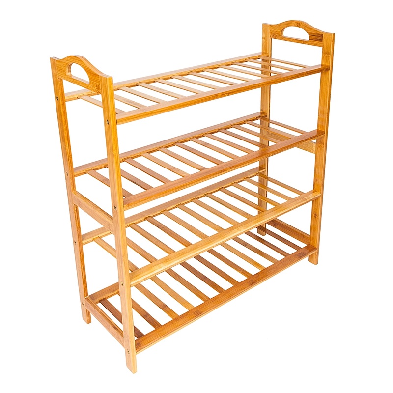 Bamboo Shoe Rack 4-Tier Entryway Shoe Shelf Storage Organizer for Home & Office Easy to Assemble Wood Color 26.77 x 9.84 x 28.74