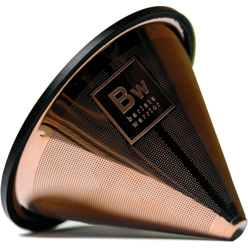 Barista Warrior Compatible for Chemex, Hario V60 & popular coffee makers, Pour Over Coffee Filters- Reusable and Permanent Coffee Cone Dripper (Copper Coated)