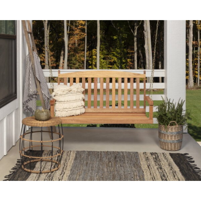 Barrington 2 Person Hardwood Porch Swing with Chains in Stained Finish