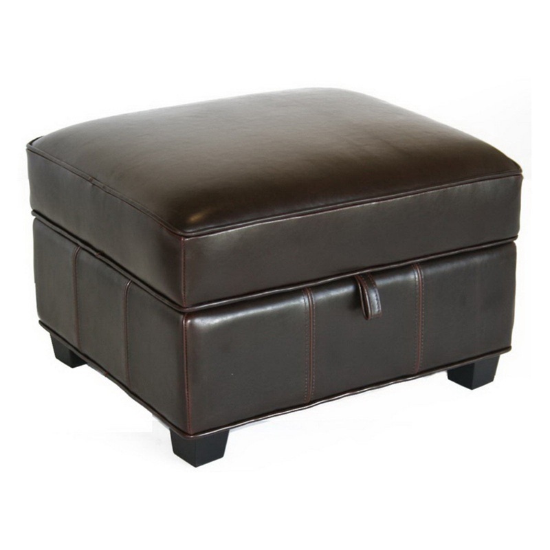 Baxton Studio Benvolio Leather Storage Ottoman  Dark Brown