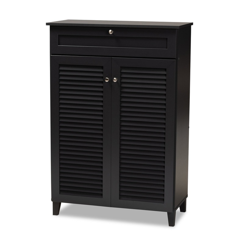 Baxton Studio Harding Shoe Storage Cabinet, Dark Grey