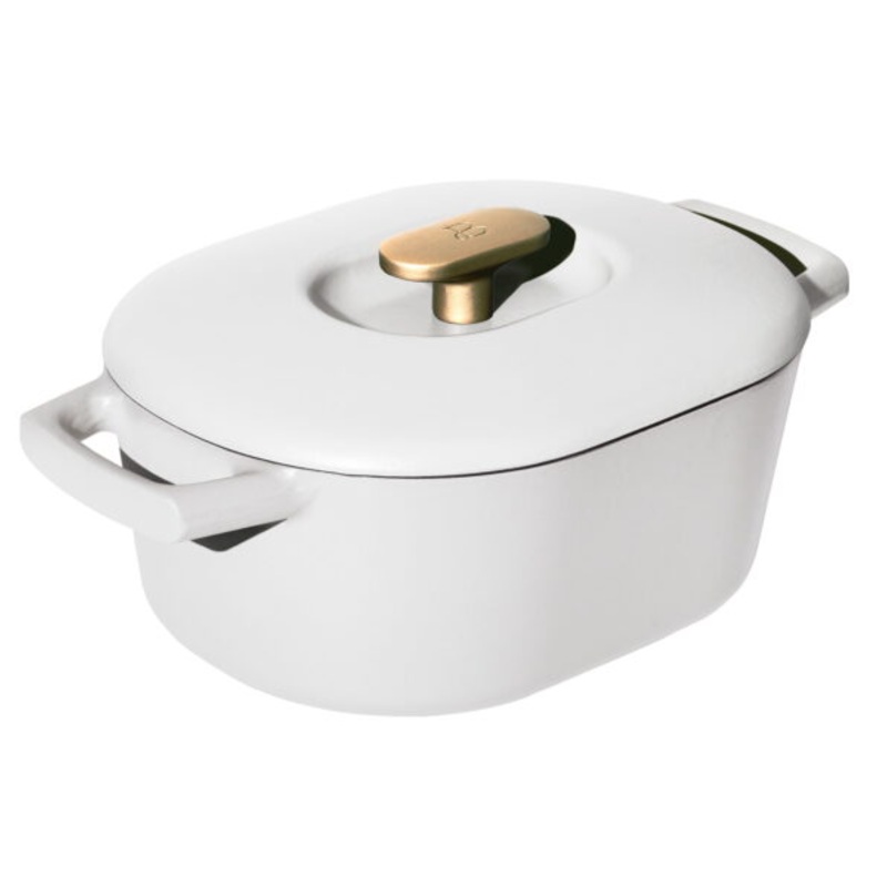 Beautiful 6 Quart Enamel Dutch Oven, White Icing by Drew Barrymore