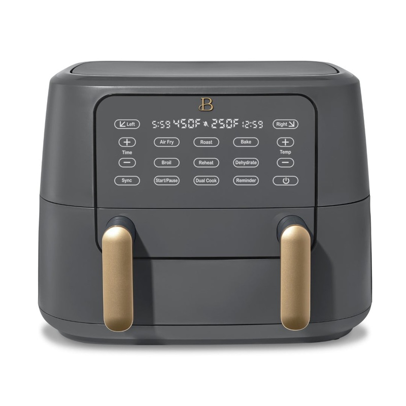Beautiful 9QT TriZone Air Fryer, Oyster Grey by Drew Barrymore