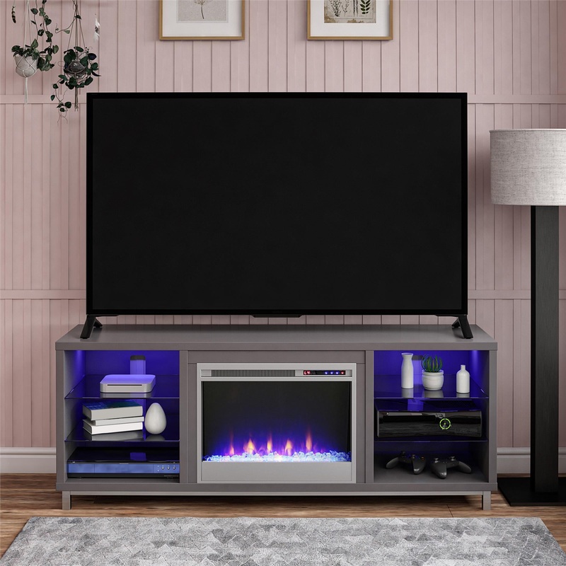 Ameriwood Home Lumina Fireplace TV Stand for TVs up to 70, Graphite Gray
