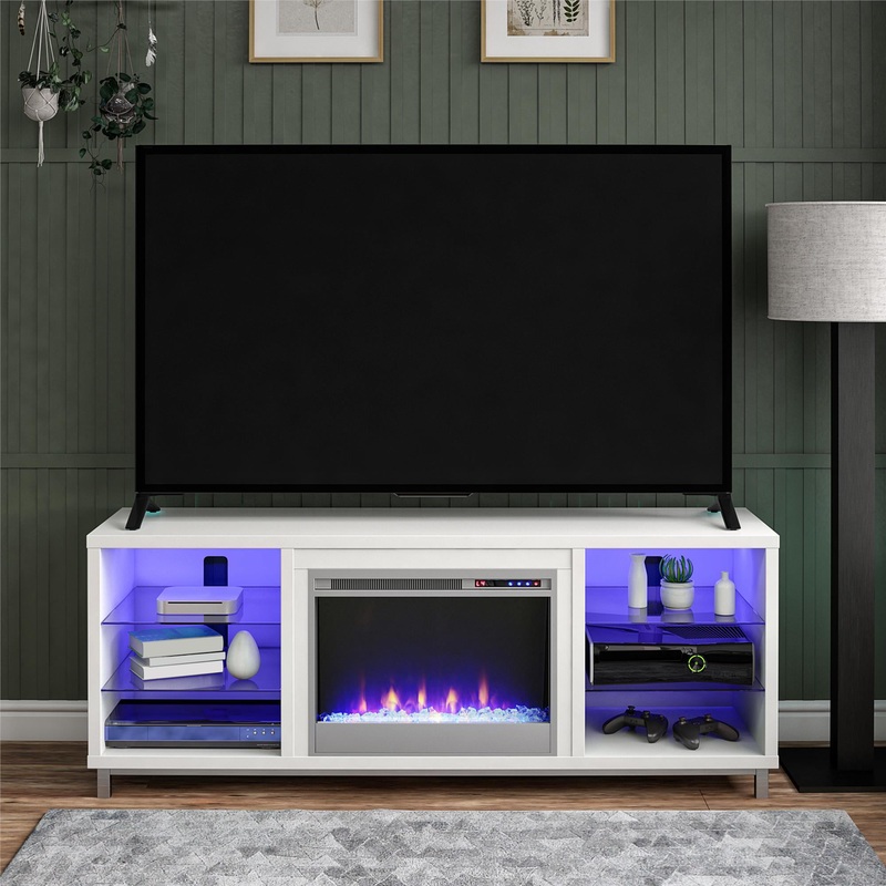 Ameriwood Home Lumina Fireplace TV Stand for TVs up to 70, White